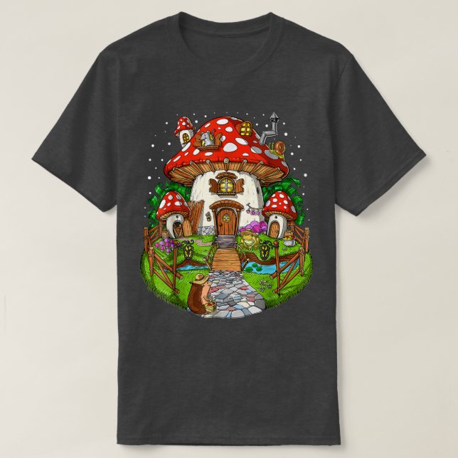 Camiseta Forest Mushroom House Fantasy Fungi Nature Hippie (Frente do Design)