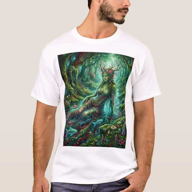 Camiseta Forest Stream Goddess – Spirit of Moss and Light (Frente)