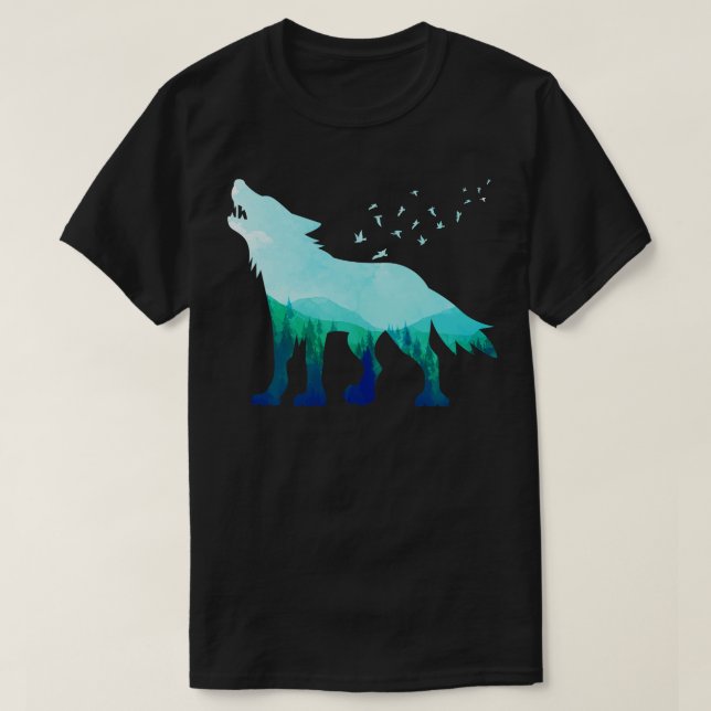 Camiseta Forest Wildlife Wolf Pack Howl Wolf (Frente do Design)