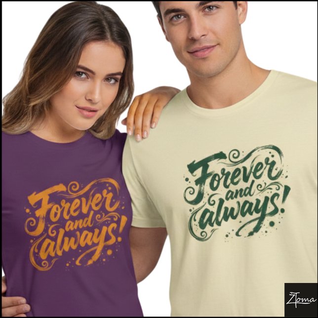 Camiseta Forever Always Brush Script Citação Grunge (Sample design. Several style are available to choose from, with the option to add a name & color.
)