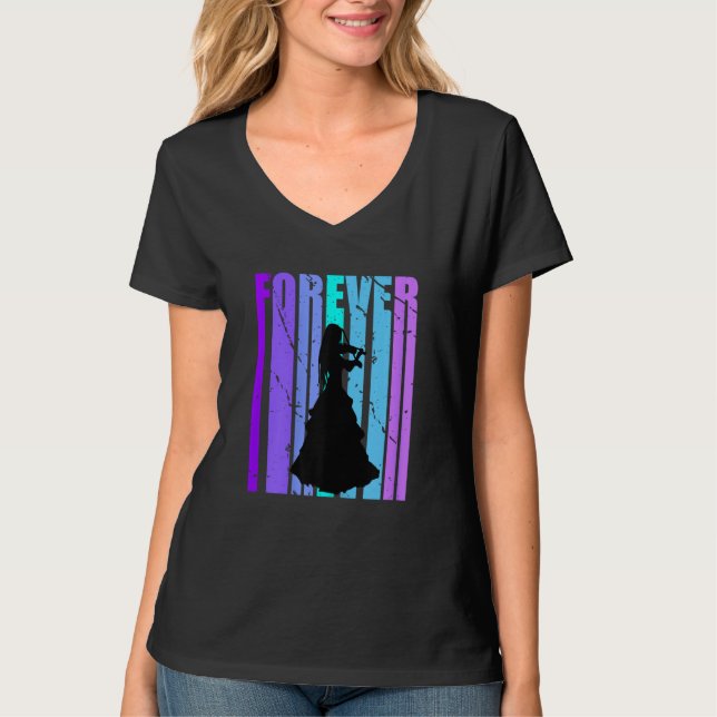 Camiseta Forever Girls Violin Silhouette Orchestra Orchestr (Frente)