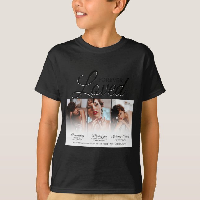 Camiseta Forever Loved Memorial 3 Photo Memorial  (Frente)