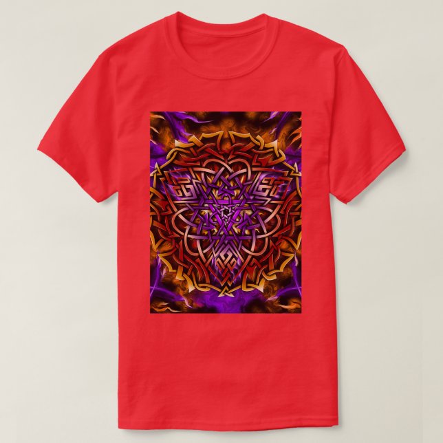 Camiseta Forge Flaming Celular Knotwork Triquetra Mandala (Frente do Design)