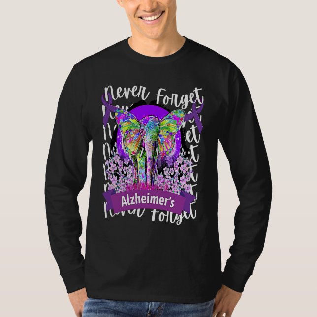 Camiseta Forget me not Alzheimer's Awareness Elephant Purpl (Frente)