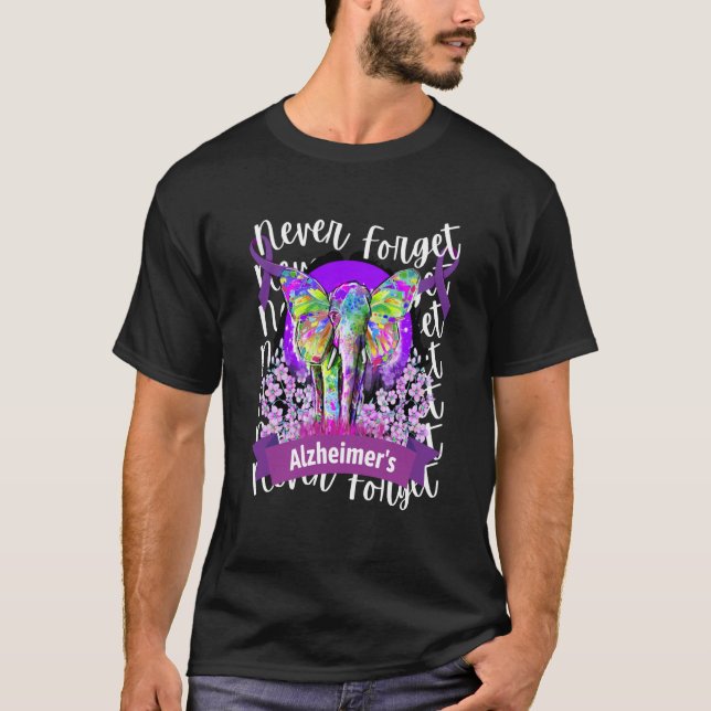 Camiseta Forget me not Alzheimer's Awareness Elephant Purpl (Frente)
