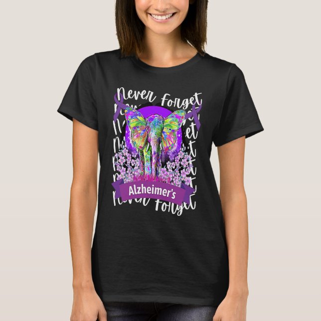Camiseta Forget me not Alzheimer's Awareness Elephant Purpl (Frente)