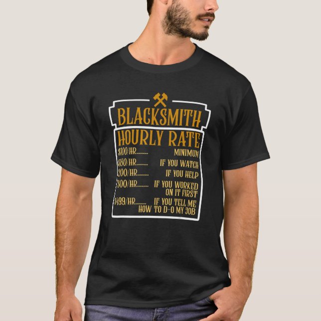 Camiseta Forja de Forjagem de Blacksmithing de Taxa Horária (Frente)