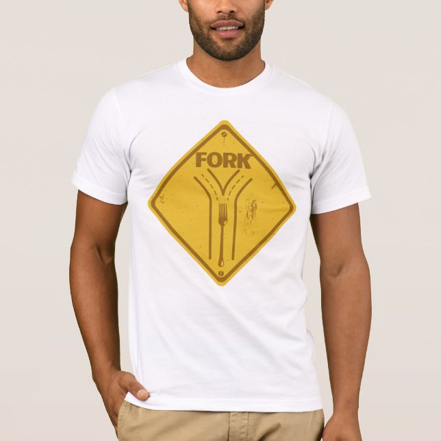 Camiseta Fork no sinal de trânsito engraçado (Frente)