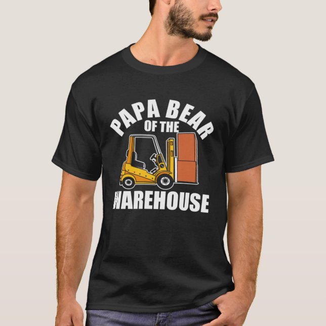 Camiseta Forklift Operator Dad Truck Driver Bear Warehouse (Frente)