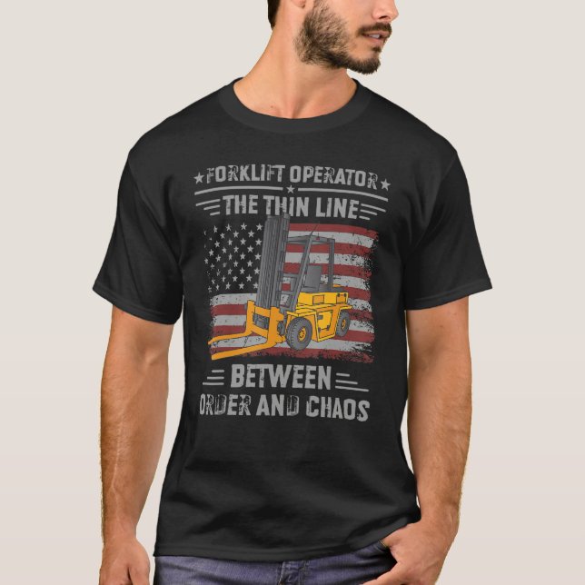 Camiseta Forklift Operator Truck Driver Us Flag Quote (Frente)