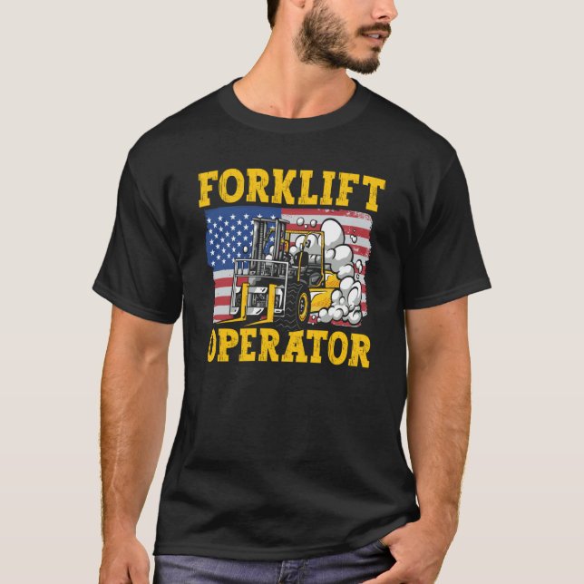Camiseta Forklift Operator US Flag (Frente)