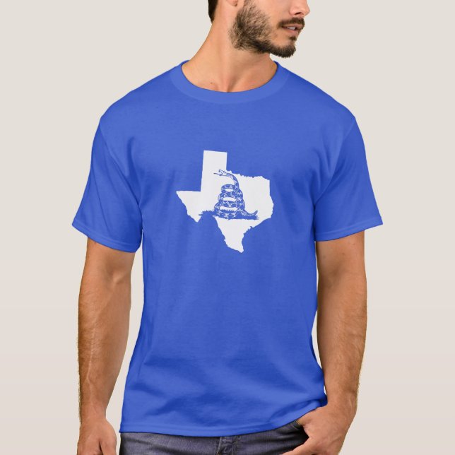 Camiseta Forma branca de Texas com cobra de Gadsden (Frente)