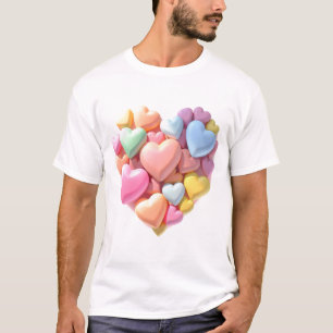 Camiseta forma cardíaca divertida, composta por um pastel b