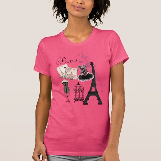 Camiseta Forma cor-de-rosa feminino chique do romance do (Frente)