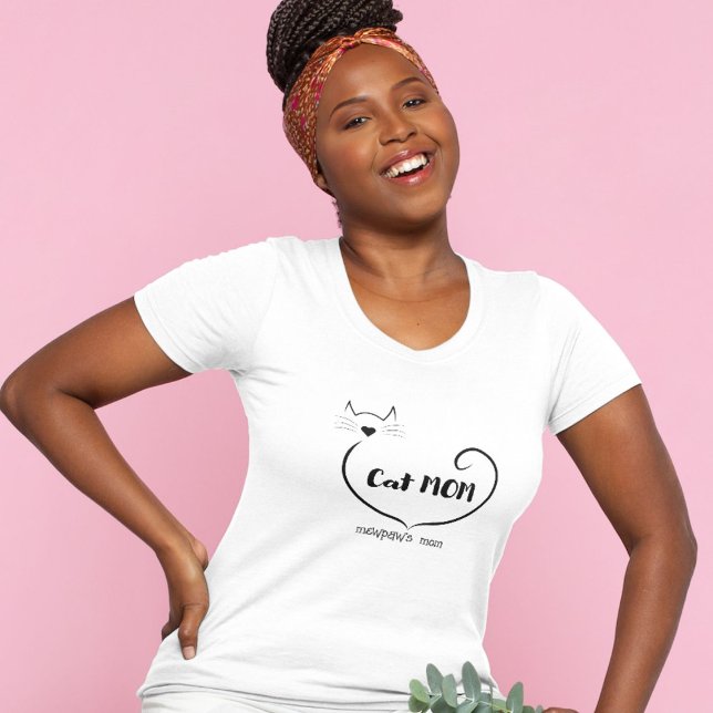Camiseta Forma de Amor da Cat Mãe e Script Simples (Criador carregado)