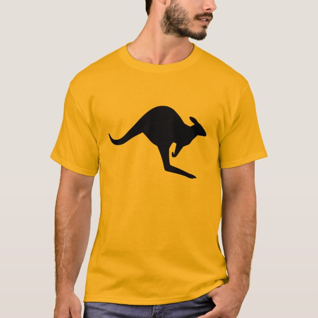 Camiseta Forma de Canguru de Aviso Moderno Preto (Frente)