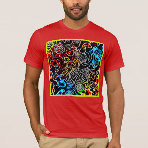Camiseta Forma de Padrões neon na moda e coloridos