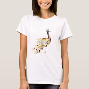 Camiseta Forma de pavão de chicória de flores prensadas