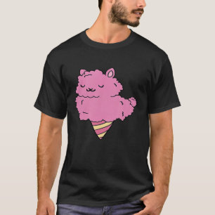 Camiseta Forma de Sorvete de Lhama Alpaca Rosa Fofa