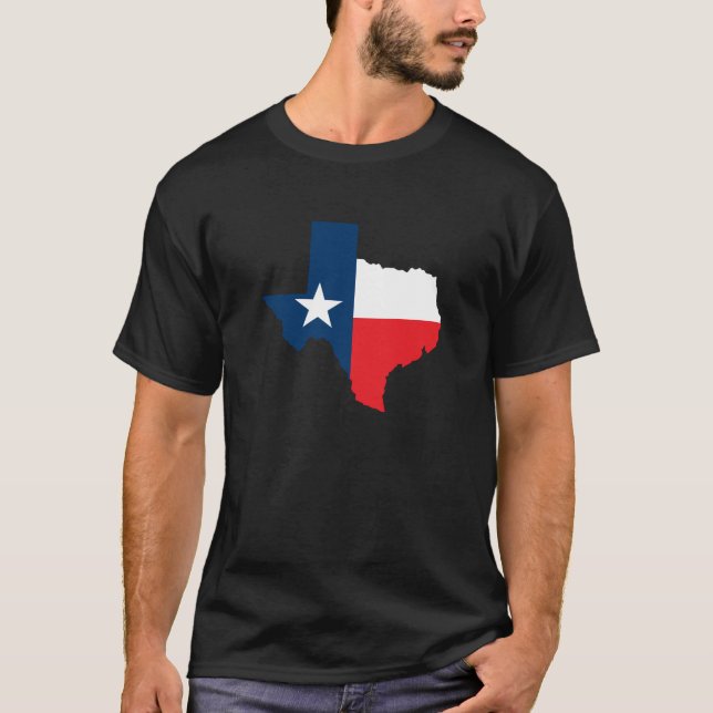 Camiseta Forma de Texas com bandeira (Frente)