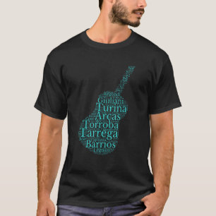 Camiseta forma de violão para violonista clássico