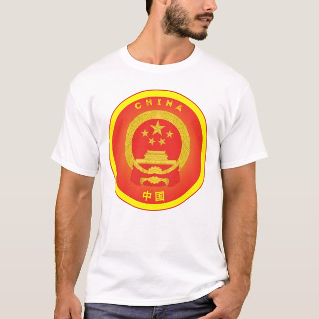 Camiseta Forma do Círculo Emblema Nacional da China (Frente)