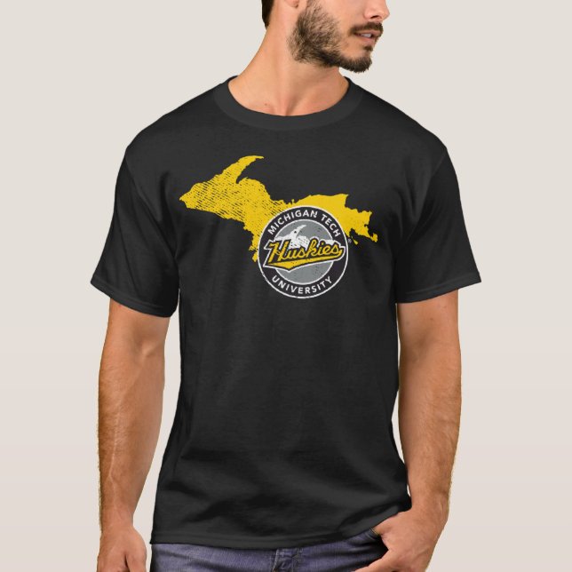 Camiseta Forma do Estado Michigan Tech Huskies (Frente)