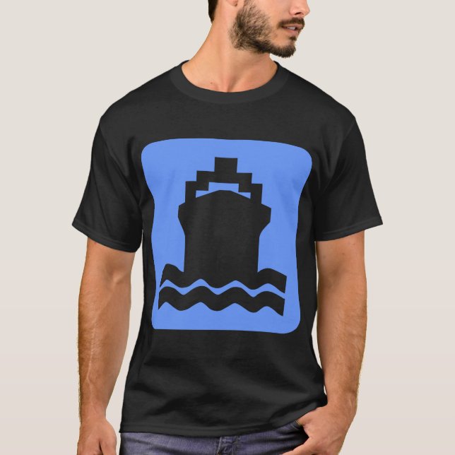 Camiseta Forma do navio - Azul bebê (Frente)