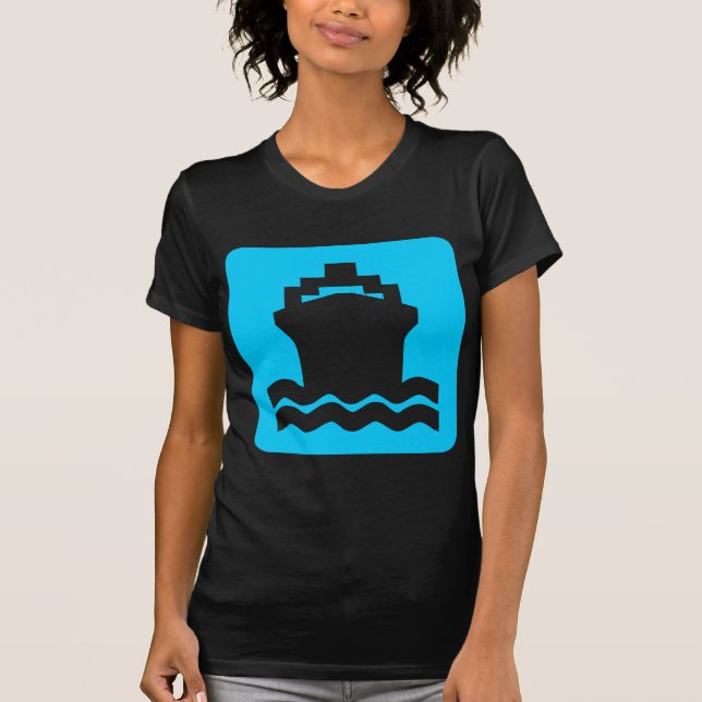 Camiseta Forma do navio - Azul-céu (Frente)