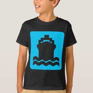 Camiseta Forma do navio - Azul-céu