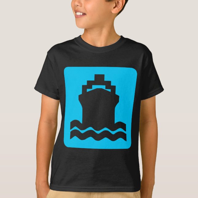 Camiseta Forma do navio - Azul-céu (Frente)