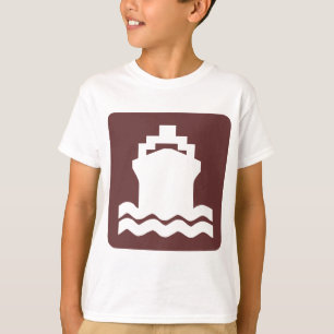 Camiseta Forma do navio - Castanho Escuro