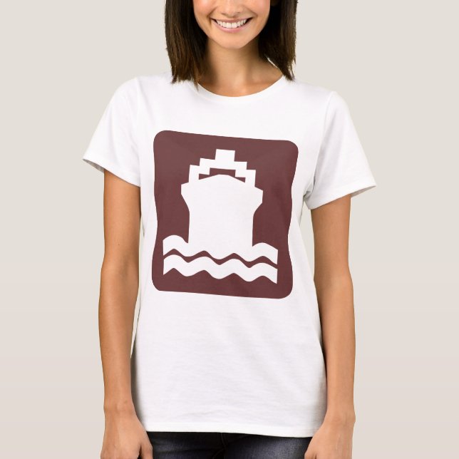 Camiseta Forma do navio - Castanho Escuro (Frente)