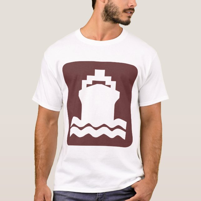 Camiseta Forma do navio - Castanho Escuro (Frente)