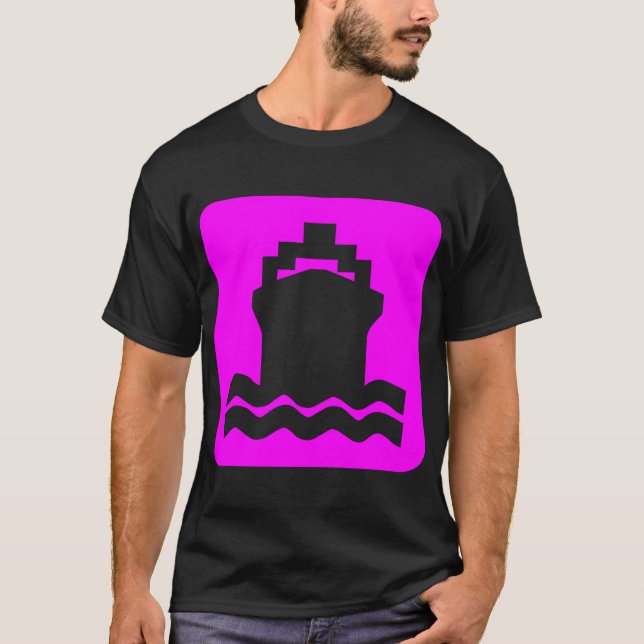 Camiseta Forma do navio - Magenta (Frente)