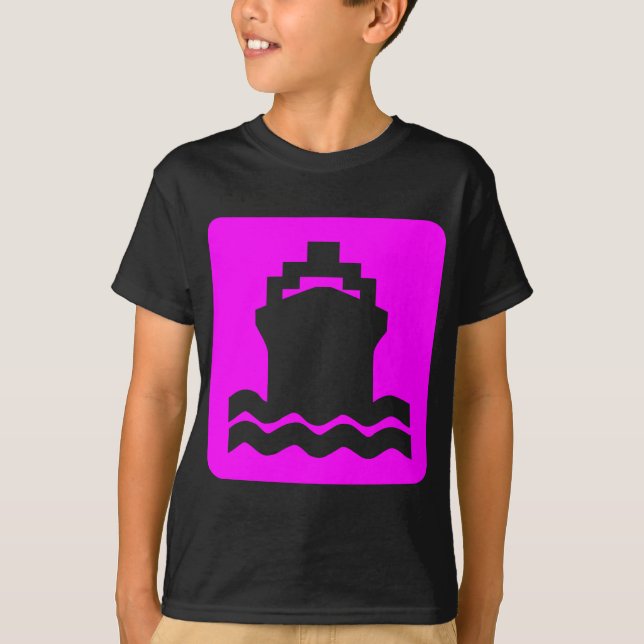 Camiseta Forma do navio - Magenta (Frente)