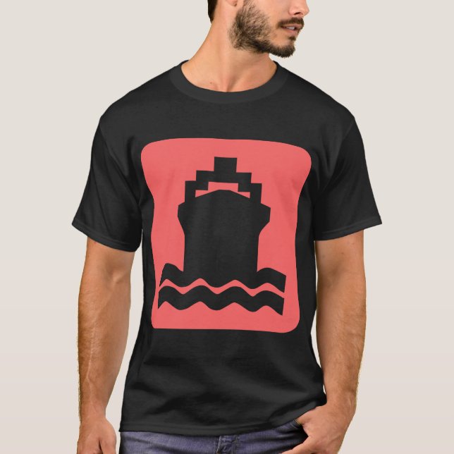 Camiseta Forma do navio - Rosa Tropical (Frente)