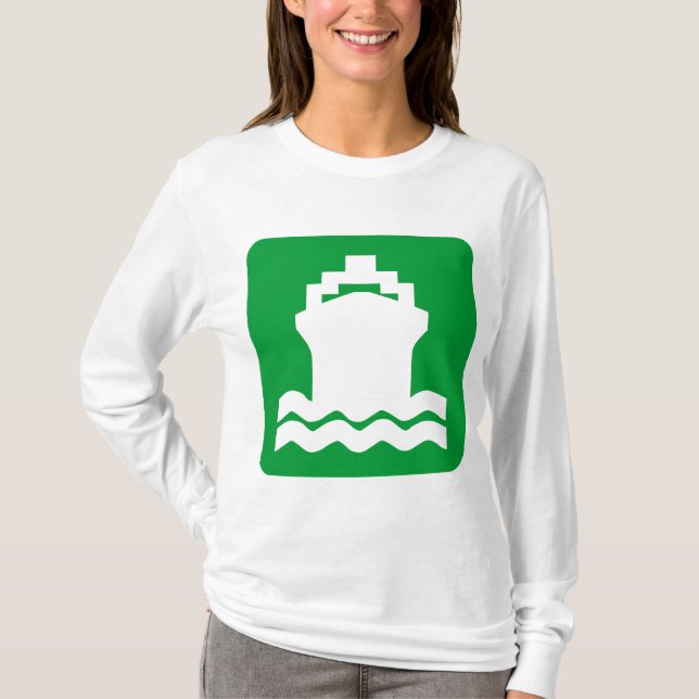Camiseta Forma do navio - Verde de grama (Frente)