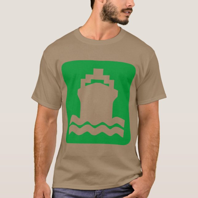 Camiseta Forma do navio - Verde de grama (Frente)
