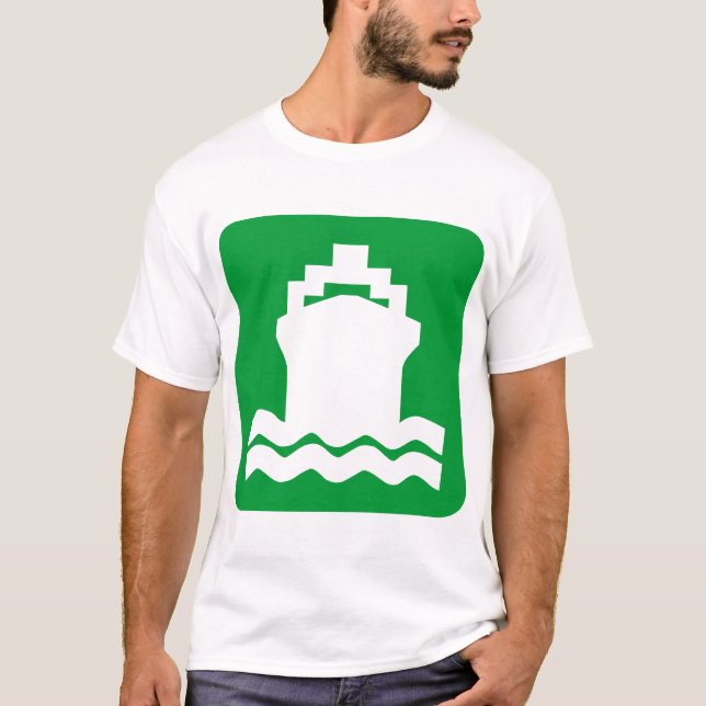 Camiseta Forma do navio - Verde de grama (Frente)