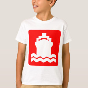 Camiseta Forma do navio - vermelho
