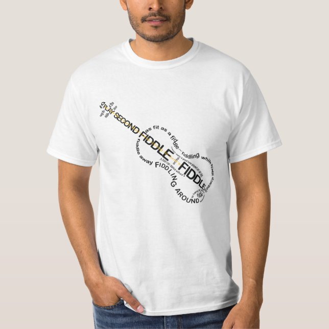 Camiseta Forma do violino da arte da palavra das expressões (Frente)