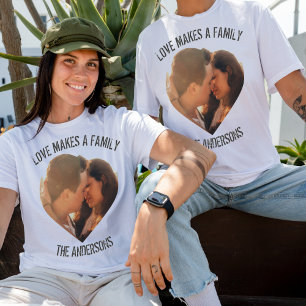 Camiseta forma e texto personalizados do coração de fotos