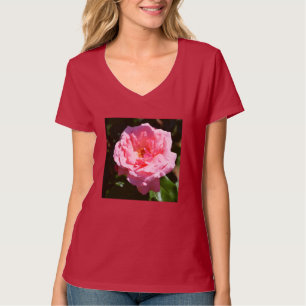 Camiseta Forma floral do rosa bonito do rosa