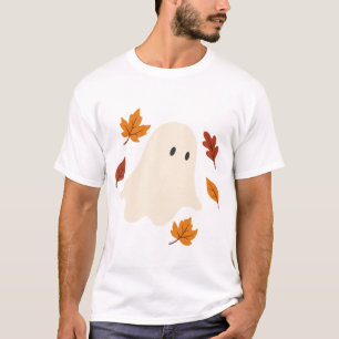 Camiseta Forma Flutuante de Halloween com Cinco Folhas de O