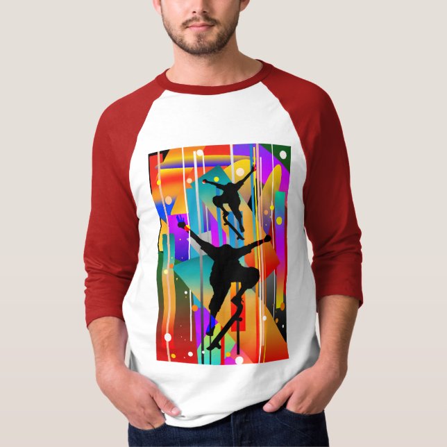 Camiseta Forma Geométrica Abstrata de Skate (Frente)