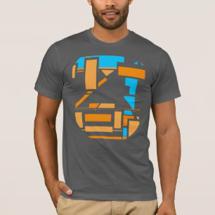 Camiseta Forma Geométrica Azul Laranja Design T-Shi
