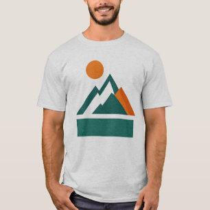 Camiseta Forma Geométrica Montanha Pôr do Sol