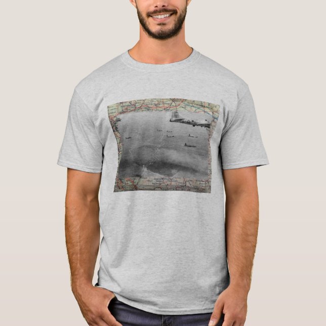 Camiseta Formação B17 sobre o mapa WW2 (Frente)