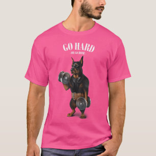 Camiseta Formação De Músculos De Cachorro Doberman Com Dumb